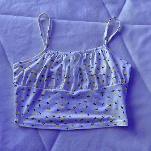 DAISY BOW-TIE STRAPPED CROPPED SHIRT